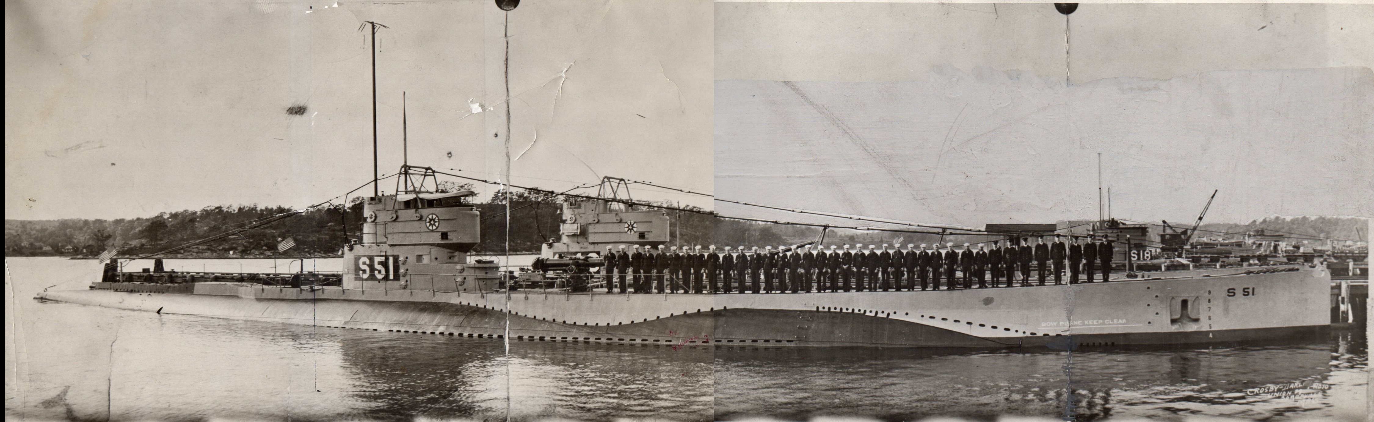 The full crew of the USS S-51 on her deck before the disaster